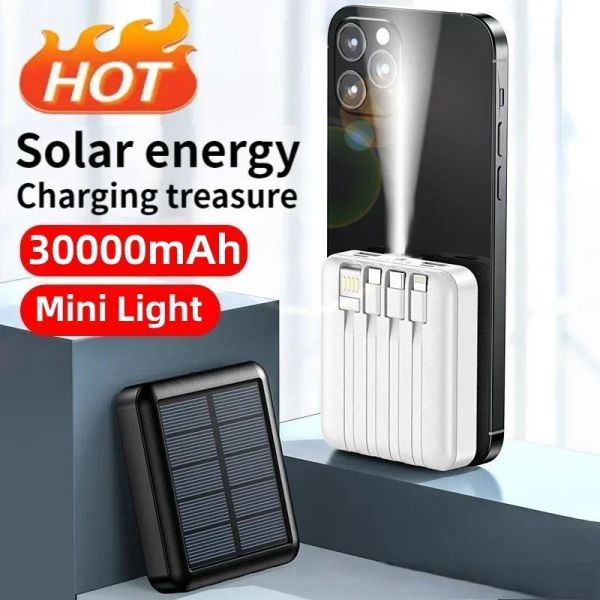 20000mAh 4USB Lines Slim Solar Power Bank Charging Portable Charging External Spare Battery for All Smartphones Solar Powerbank