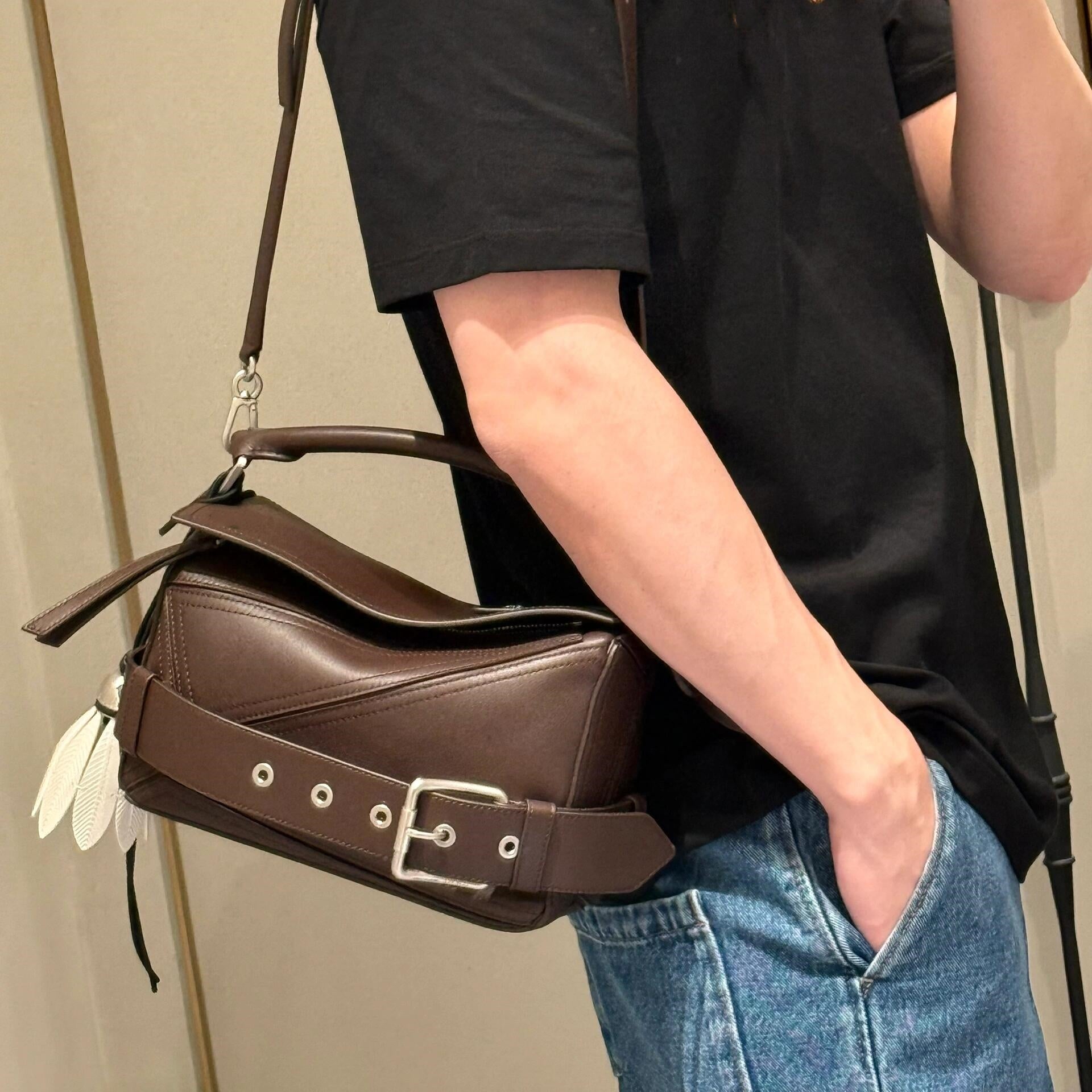 new puzzle mirror quality 12A designer bag large women handbag clutch men biker cowhide real leather top handle small crossbody purse wallet