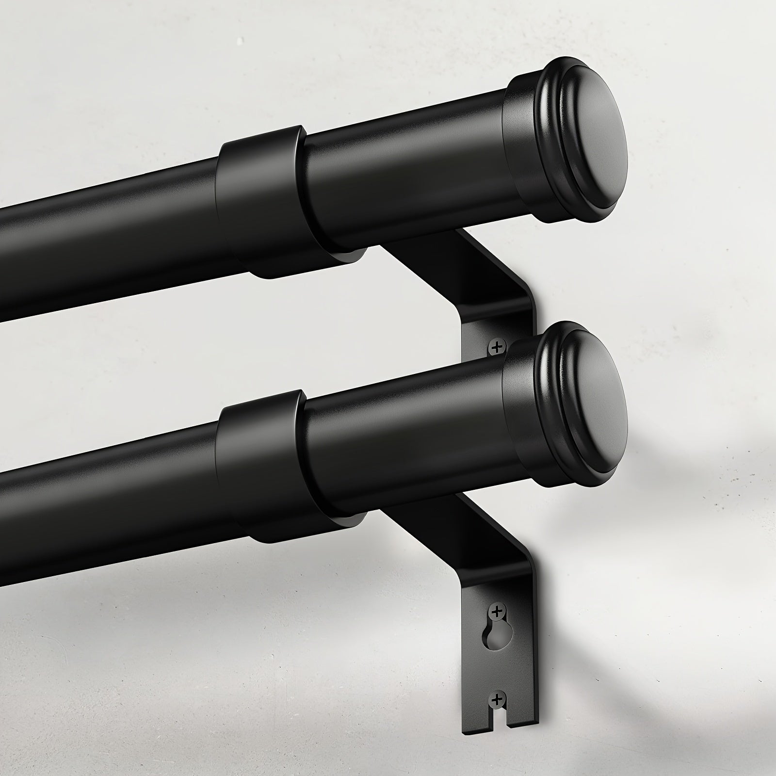 TEMU 2 Pack Heavy Duty Curtain Rods Set For Windows, 1 Inch Adjustable Curtain Rod, Set Of 2 Black Rods For Farmhouse Bedroom Room Outdoor Patio