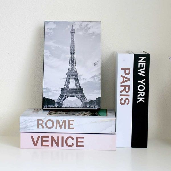 Abstract Painting Fake Books for Decoration Simple Designer Coffee Table Ornaments Living Room Additional Paris New York LondonXJ240828