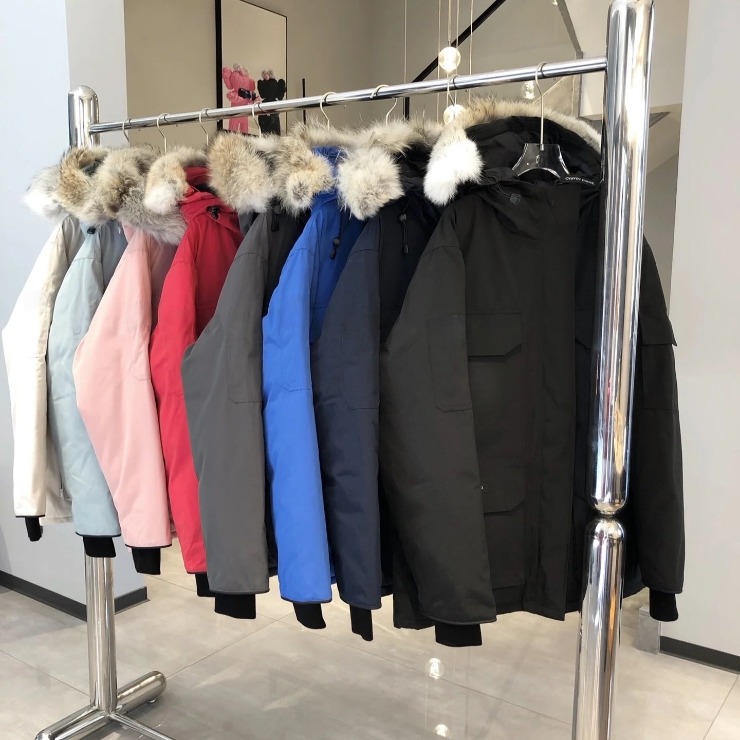 designer mens winter jacket puffer jacket parka down jacket homme warm outerwear wolf hooded fur manteau jacket coat hiver doudoune red label jacket