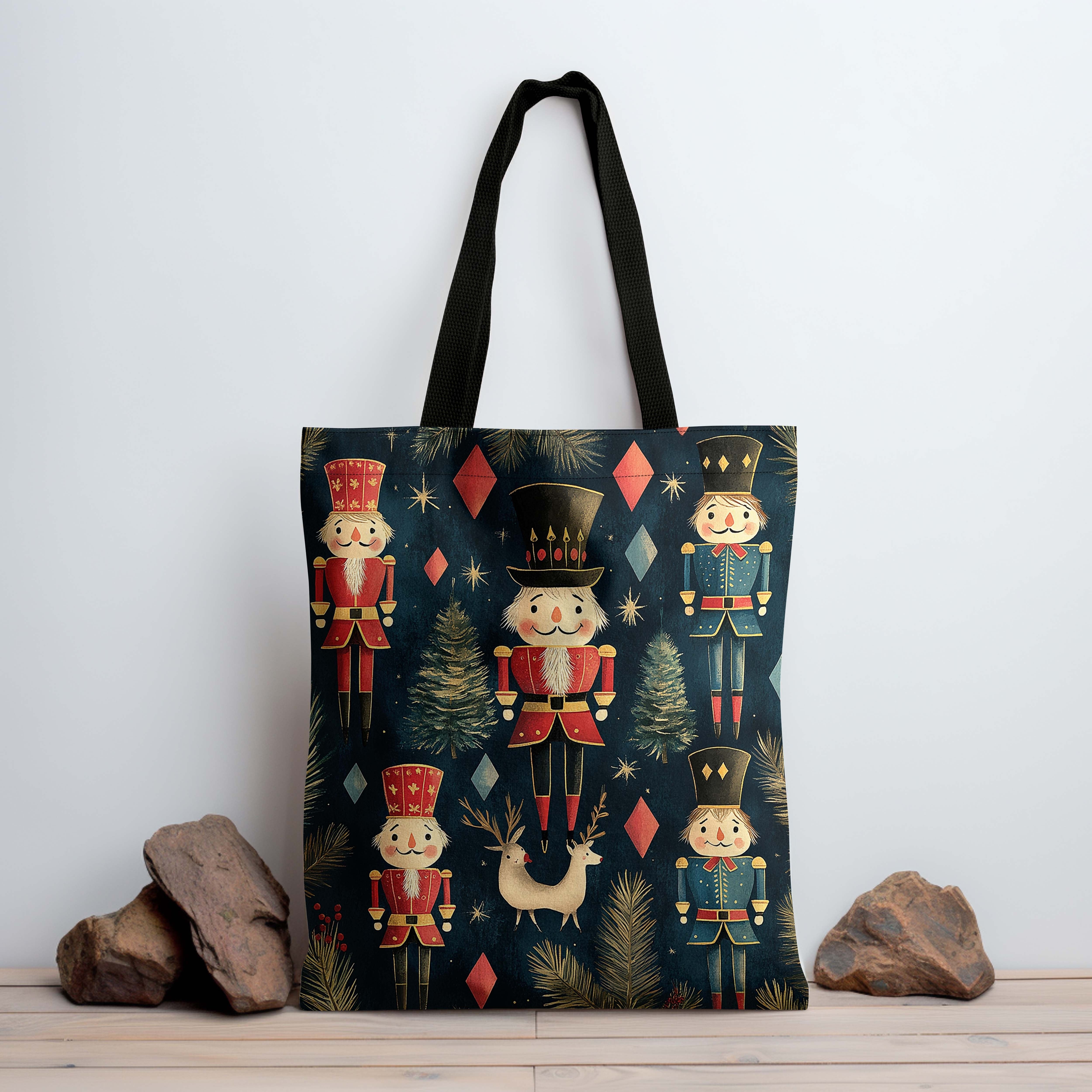 TEMU [] Nutcracker Christmas Pattern Large Canvas Tote Bag - And Spacious For Everyday Use, Foldable Women's Shoulder Bag With Large Capacity, Cheap