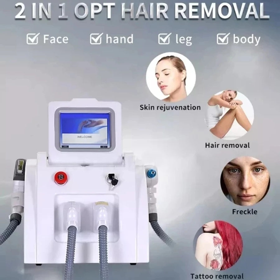 2 in 1 IPL Elight OPT Hair Removal Carbon peeling ND YAG Laser Machine Permanent Hair Removal Beauty Machine Suitable for home and beauty salon