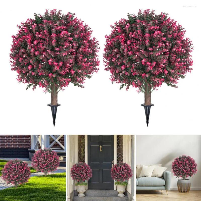 Decorative Flowers Indoor Artificial Tree Rose Boxwood Topiary Ball With Stake Uv Resistant Faux For Outdoor Fake Plants