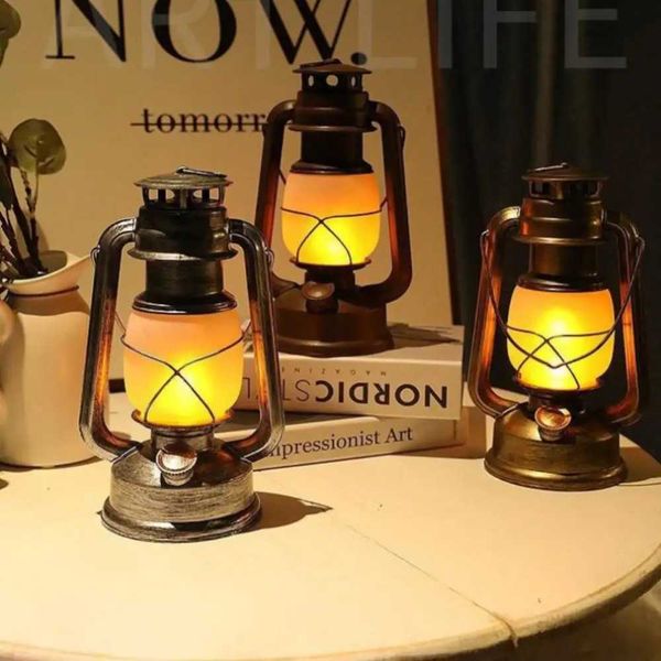 Solar Camping Lantern Retro camping pendant light battery LED flame warm light natural hiking fishing tent camping equipment CL241225
