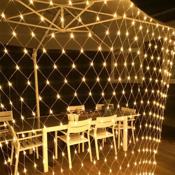 LED solar fishing net light courtyard lawn light curtain decoration atmosphere light string Tail plug payment 3m*3m