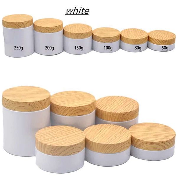 New100-120-150-200G-250G PET Cream Imitation Wood Grain Lid Empty Cosmetic Container Refillable Facial Mask Pot Storage Jar
