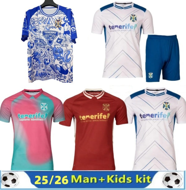 2025 2026 CD Tenerife Mens Soccer Jerseys 25-26 RUBEN BORJA GARCES MO DAUDA MICHEL SHASHOUA ELADY MELLOT ENRIC GALLEGO Centennial Home Away 3rd Foot
