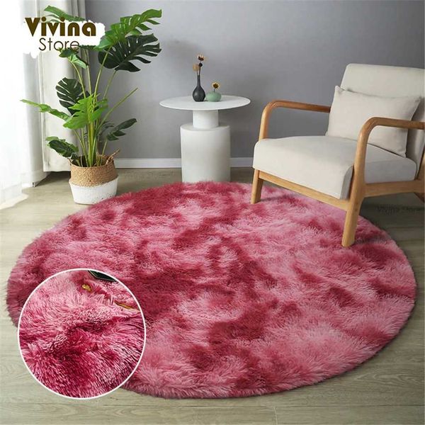 Fluffy Round Carpet Large Area Rug Bedro Girl Decoration Plush Floor Rug Long Hair Play Mats Z250208