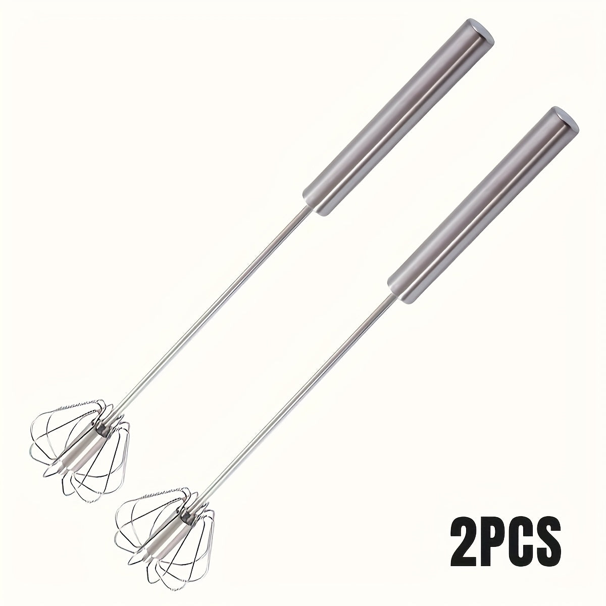 TEMU 2pcs Stainless Steel 4-speed Hand-held Whisk And Creamer - Hand-operated Mixer For Baking, Eggs And Cream - A Must-have Kitchen Tool