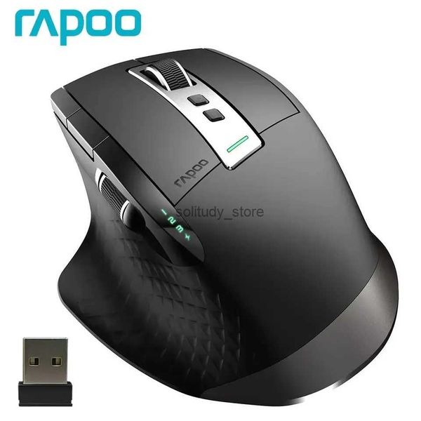 Mice Rapoo MT750L-MT750S Multi-mode Rechargeable Wireless Mouse Ergonomic 3200 DPI Bluetooth Mouse Easy-Switch Up to 4 Devices Q240613