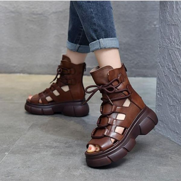 Summer New Hollowed-out Breathable Thin Roman Women High-heeled Sandals Wedge Platform Gladiator Shoes c561