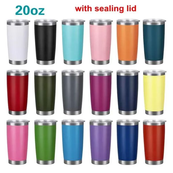 20oz Car cups Stainless Steel Mugs Tumblers Cup Drinkware Sealing Lid Vacuum Insulated Tourist Coffee Beer Mug Tumbler FY4412 SS1101