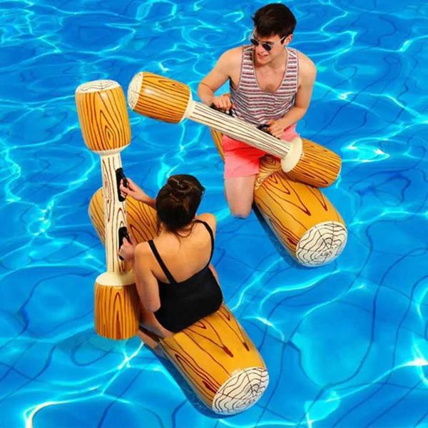 Sand Play Water Fun 4 pieces-set of swimming pool ating toys innovative water sports games logs wooden rafts iatable double shot log stic fo
