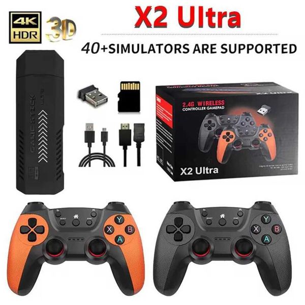 Game machine New X2 tra Game Stick 4K 3D HD Retro Video Game Console Wireless Controller TV Game Play 256G 58000 Retro Games Christmas Gift