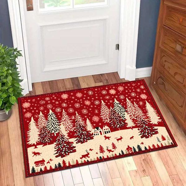 Christmas Tree Snowflakes Welcome Entrance Non slip Floor Living Room Floor Mat Home Decoration X241024