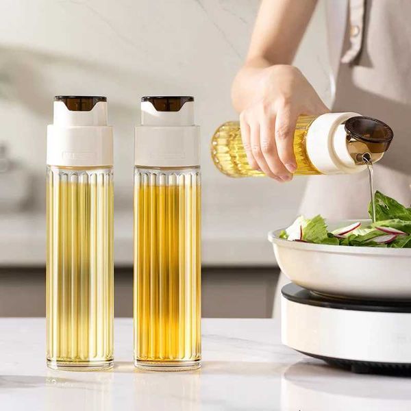 1PC 500ML Automatic Opening and Closing Oil Glass Bottle Leak-proof Olive Oil Storage Vinegar Dispenser for Cooking Baking SaladXJ241227