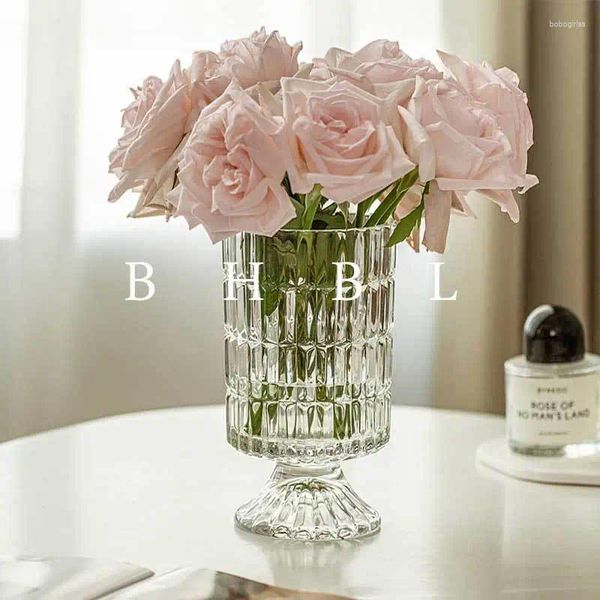 Vases Emed Vase Glass Crystal Net Red French High-quality wers Water Rose Table Decoration Living Room wer Arrangement