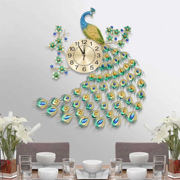 European Peacock Wall Mounted Wall Clock 70 * 65cm W250107