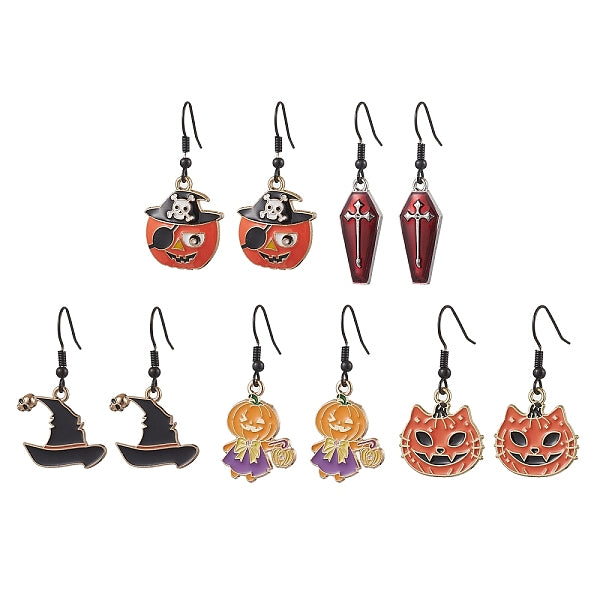Boucles d'oreilles pendantes en alliage d'émail d'Halloween