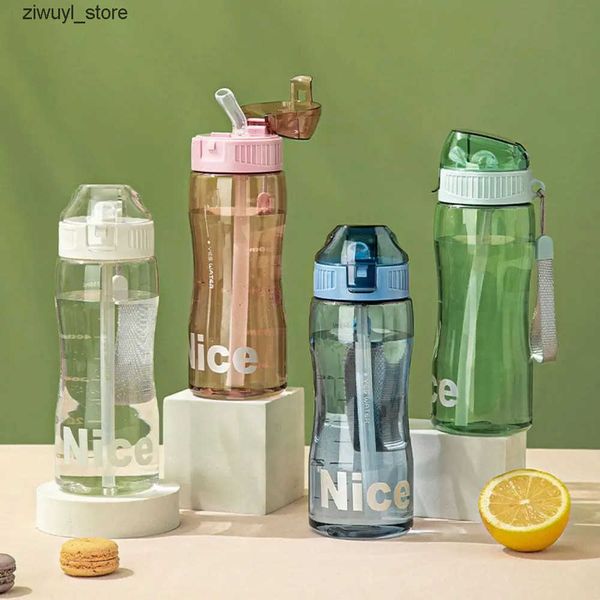 Water Bottles Portable Sport Tea Coffee Cup Plastic Water Bottle With Straw for Drinking Kitchen Tools Kids Water Bottle for School L240910