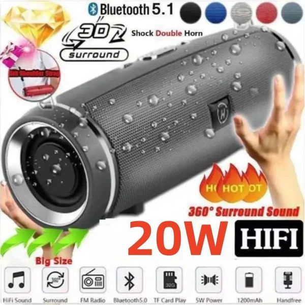 20W portable speaker IPX7 waterproof outdoor HIFI speaker subwoofer stereo speaker FM Ra TF Bo box Y241204