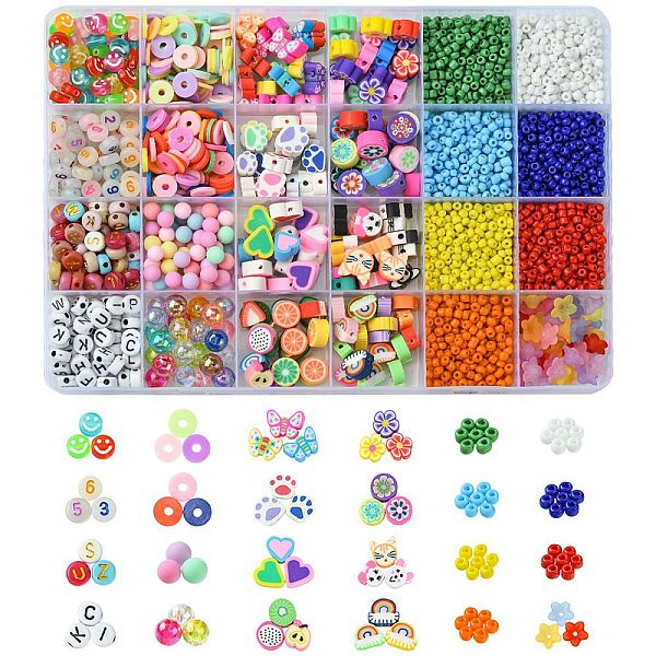 DIY Polymer Clay & Glass Seed & Acrylic Beads Making Finding Kits