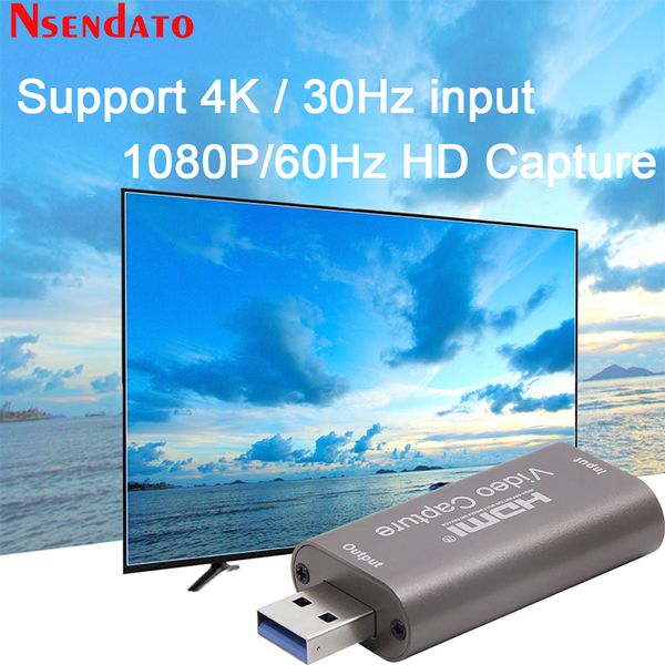 4K 1080P USB Video Capture Card USB 2.0 HDMI Video Grabber Record Box with loop Audio for PS4 Game DVD Recording Live Streaming