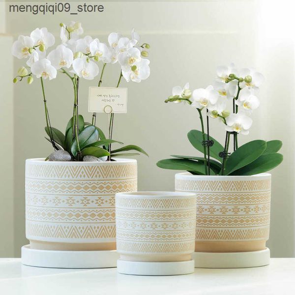 Planters Pots Creative Butterfly Orchid Flower Pot Home Ceramic Balcony Green Plants Flower Large Diameter Breathable Pot Wang Xiaoxiang L24