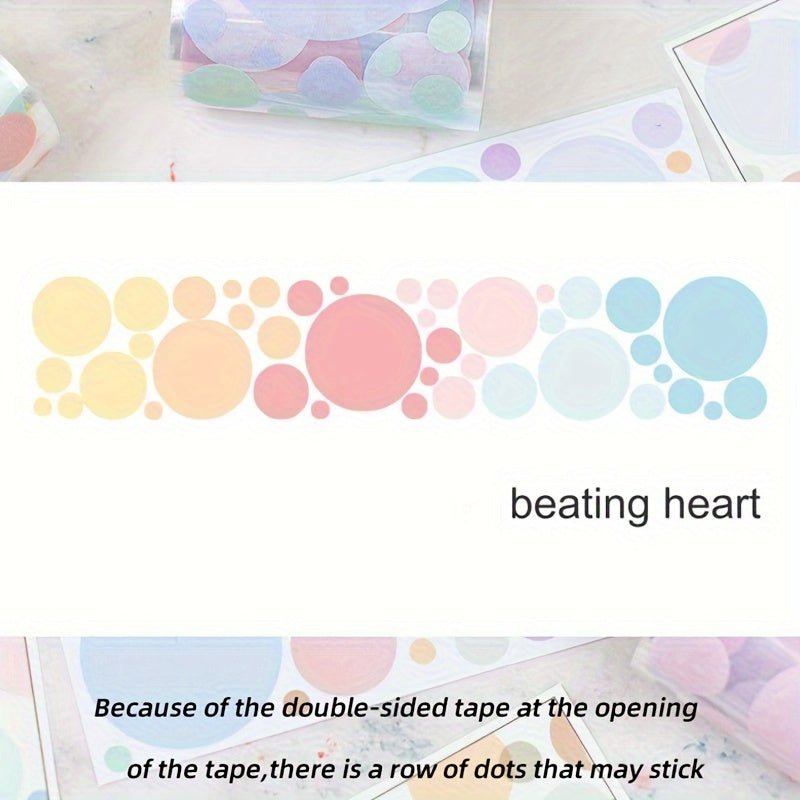 TEMU 2 Meters Full Roll Of Basic Size Polka Dot Full Roll Handbook Pet Bottom Paper Tape Die-cut Gradient And Paper Tape, Scrapbooking Adhesive,