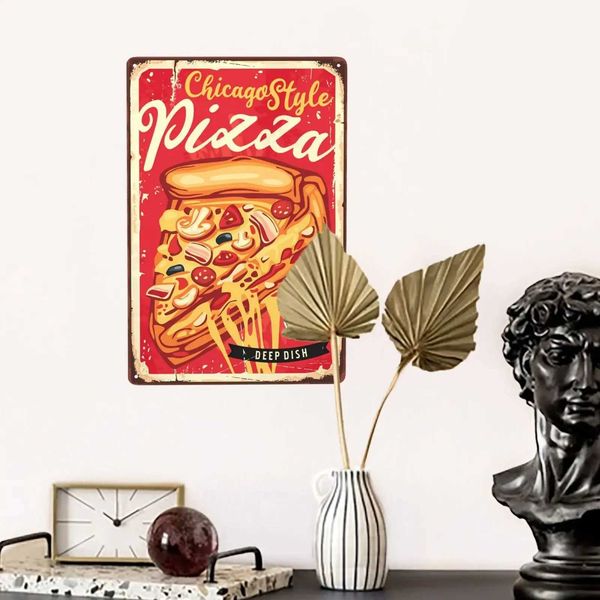 Metal Painting Metal Painting 1pc Vintage Pizza Metal Sign Pepperoni Pizza Best In Town Sign Wall Decor for Home Pub Cafe Club Art Decoratio