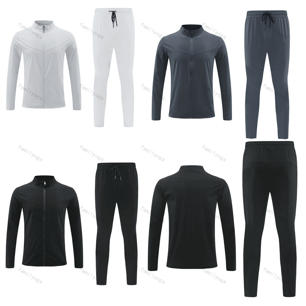 Men&#039;s new sports set zipper stand collar jacket outdoor mountaineering quick drying and windproof stylish and lightweight fitness training spor