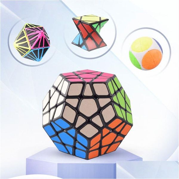 Other Toys Magic Math Cube Irregar Spring Brush Sticker Mirror Game Cydrical Square Abs Mtistage Intelligent Grid Cubo Piramide Rin Otaen