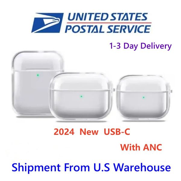 US Warehouse For 2024 New USB C Pro 2 pods 4 3rd 2nd Headphone Accessories Solid TPU Protective Earphone Cover Wireless Charging Shockproof