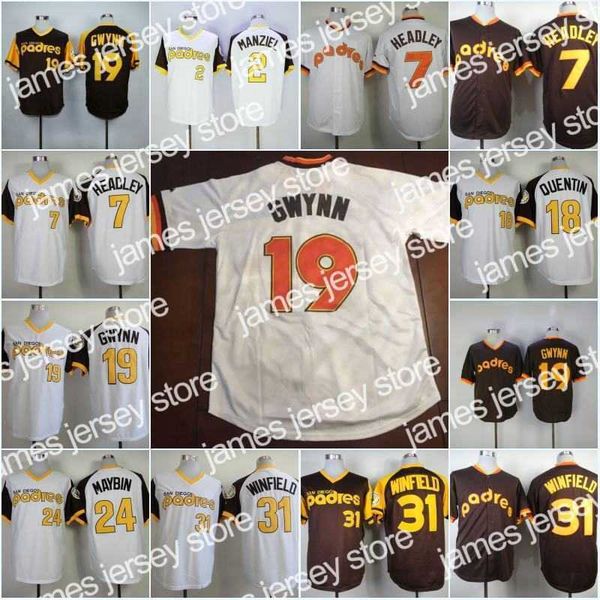 Baseball Jerseys Men 1984 #19 Tony Gwynn 31 Dave Winfield 2 Johnny Manziel 7 Chase Headley 18 Carlos Quentin 24 Cameron Maybin 34 Rollie Fin