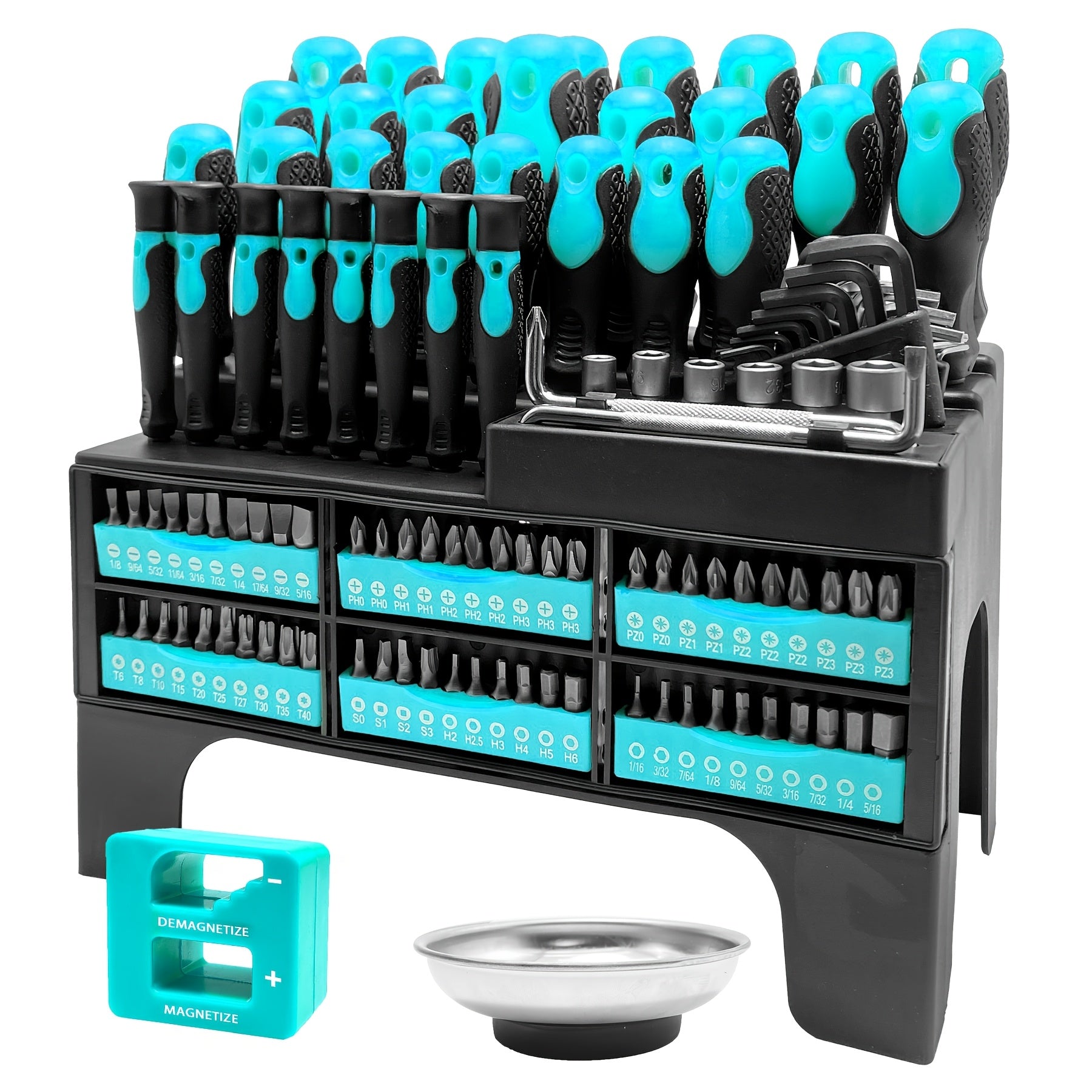 TEMU Dark Duck 118pcs Magnetic Screwdriver Set With Plastic Rack And Magnetic Tool Bowl, Chrome Vanadium Steel, For Electronics And Precision Work,