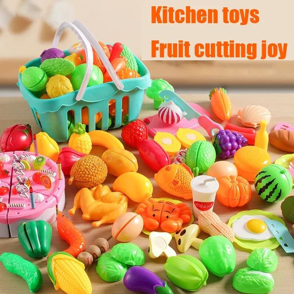 Cutting Play Food Toy for Kids Kitchen Toys Pretend Play Fruit Vegetable Pizza Cake Accessories Early for Girls Toy 250107