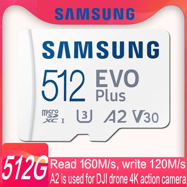 SAMSUNG MC EVO Plus TF Card 512GB 256GB 128GB A2 V30 SDXC 64GB A1 High Speed Micro SD Trans Flash Memory Card for 4K DJI drones