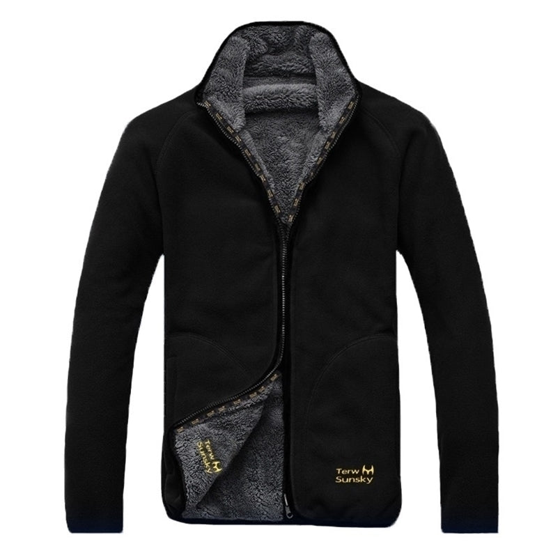 Winter Warm Polar Coral Fleece Men&#039;s Jacket Snowimage Windproof Thick Thermal Reversible Coat Male Plus Size Outerwear Clothes 201130