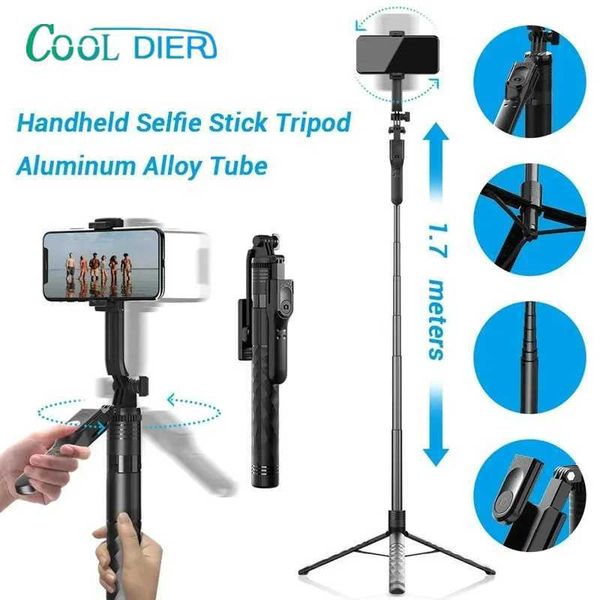 COOL DIER New 1.7M Wireless Selfie Stick Tripod Foldable Stand For Action Cameras Smartphones Balance Steady Shooting LiveM240719