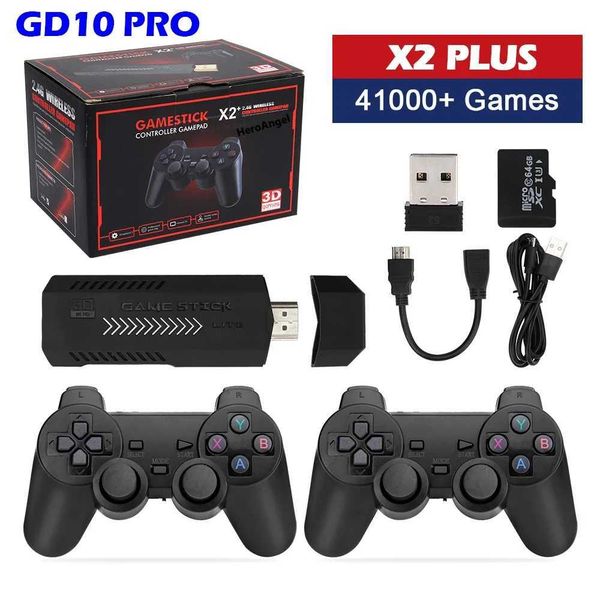 Hot S X2 PLUS GD10 Pro 4K Gaming Stick 3D Retro Video Game Console Wiriles TV Controller 40 Emator for PS1-N64-DC 128G 64G Y241109