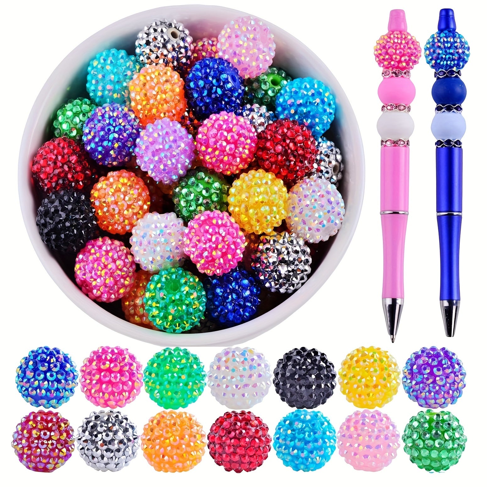 TEMU 20pcs 20mm Sparkling Bubble Gum Beads - Perfect For , Pens, Keychains & Crafts - Ideal For Halloween, Thanksgiving & Christmas Decorations