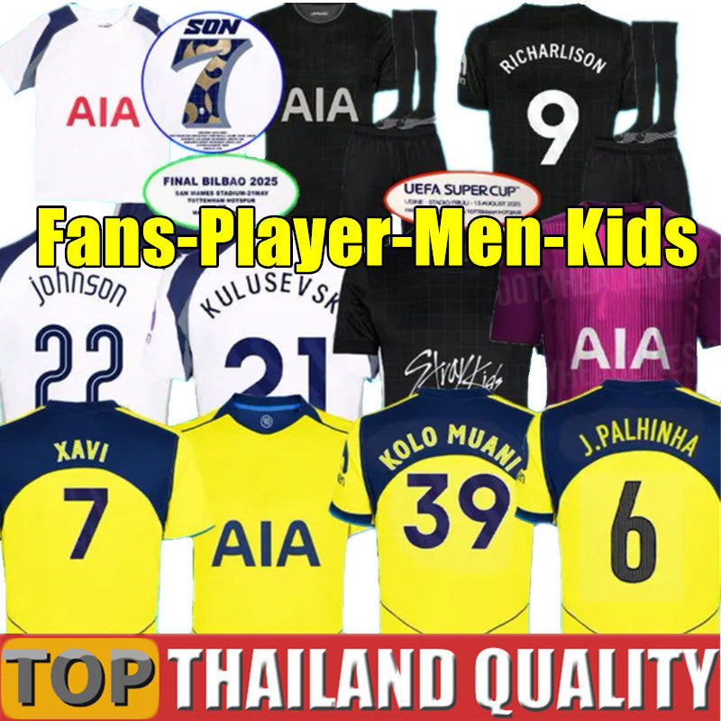 SON XAVI RICHARLISON Soccer Jerseys tOtteNhaMEs KOLO MUANI Kudus 2025 2026 J.PALHINHA Football shirts VICARIO KULUSEVSKI SOLANKE men kids kit totten