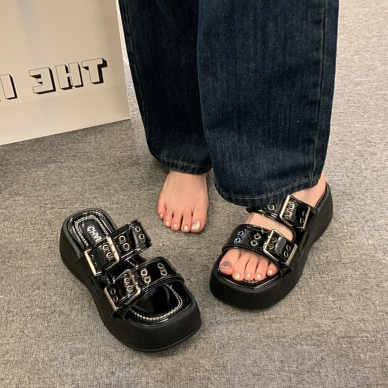 Flat Shoes Female Ladies&#039; Slippers Platform Summer Clogs Woman Heeled Mules Luxury Slides Beach High Designer Soft Sandals