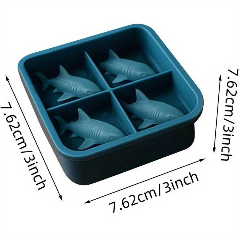 TEMU Shark Ice Cube Mold - -grade Silicone Large-capacity Slow-melting Ice Cubes With Shark-shaped Scales Design For Cocktails, Whiskey, Water, Juice