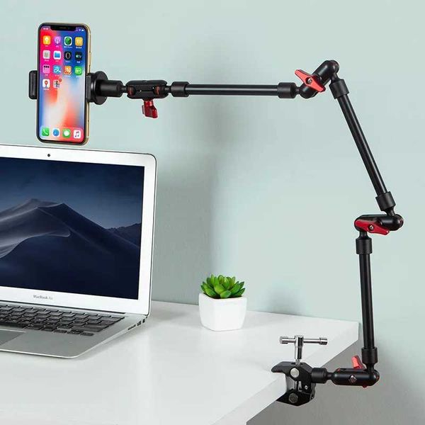 Cell Phone Mounts Holders 360 metal 3 magic arm with large clip phone stand and tablet IPads camera universal desktop live streaming H241015