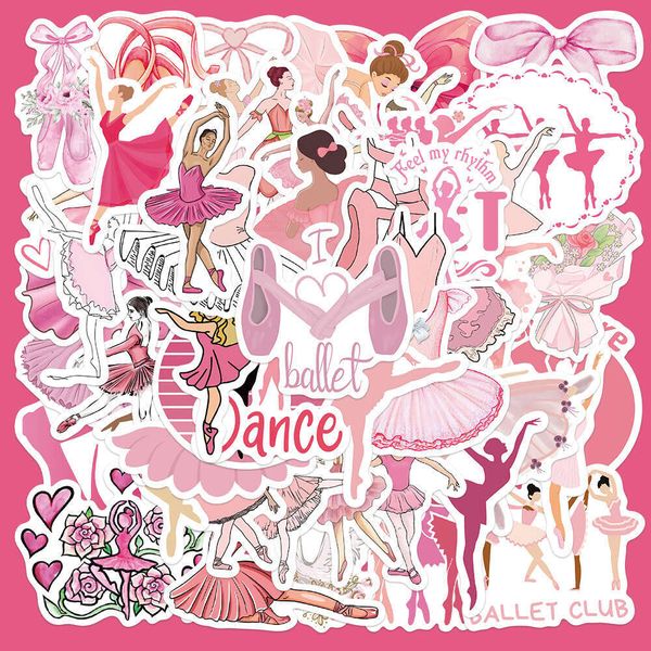 50 pink ballet for laptops, hand books, phone cases, water bottles, decorative waterproof DIY stickers