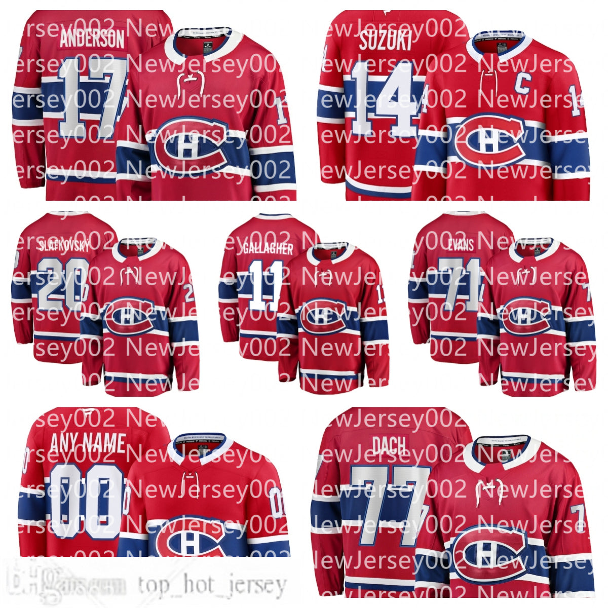 Canadiens Cole Caufield Nick Suzuki Juraj Slafkovsky Brendan Gallagher Kirby Dach Jake Evans Josh Anderson Custom Hockey Jersey