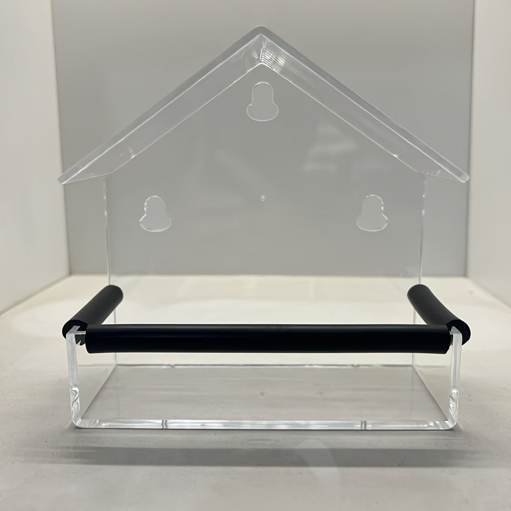 TEMU Clear Non-punched Suction Cup Bird Feeder, Wall Mounted All Season Indoor- Outdoor Bird Watch Seed Dispenser, Pp Material Bird Cage Accessory,