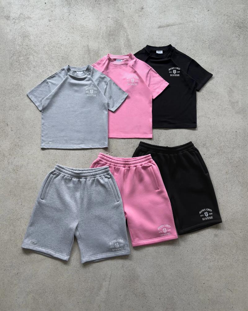 Men&#039;s Tracksuits SUVENE Summer Leisure Men Set Overszied Loose Letter Embroidery T Shirts Shorts 2-piece Fashion Pocket Zipper Sports Short